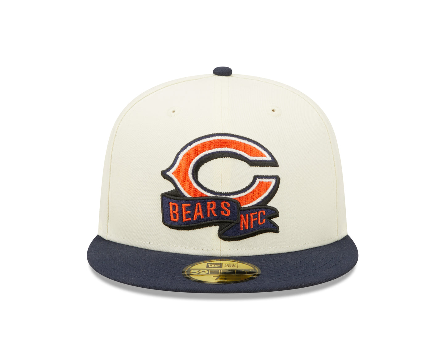 Chicago Bears 2022 Sideline Primary Logo 2 Tone Cream/Navy New Era 59FIFTY Fitted Hat