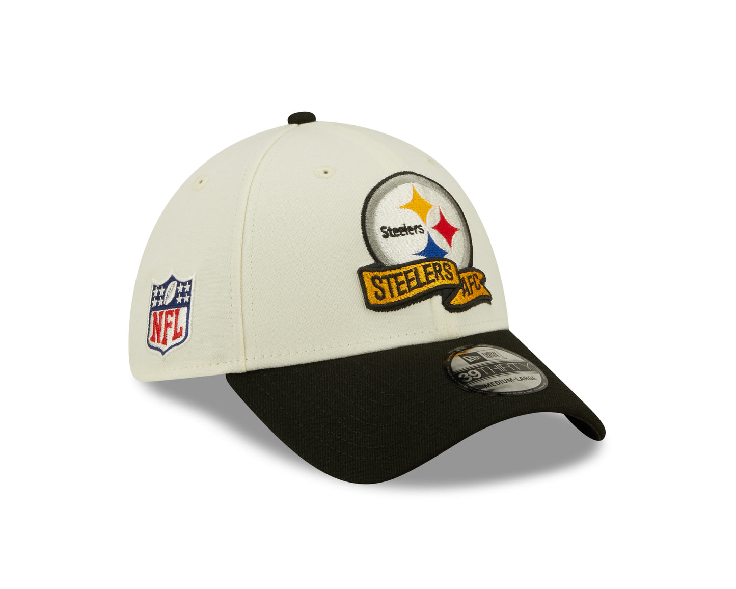 Men's Pittsburgh Steelers New Era Cream/Black 2022 Sideline 39THIRTY Flex Hat - Pro Jersey Sports