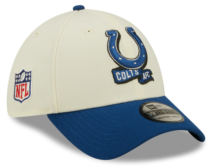 Men's Indianapolis Colts New Era Cream/Royal 2022 Sideline 39THIRTY Flex Hat - Pro Jersey Sports