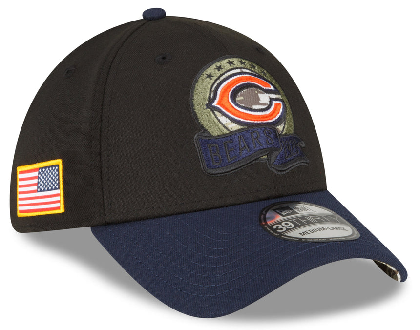 Men's Chicago Bears New Era Black 2022 Salute to Service Primary Logo 39THIRTY Flex Hat - Pro Jersey Sports