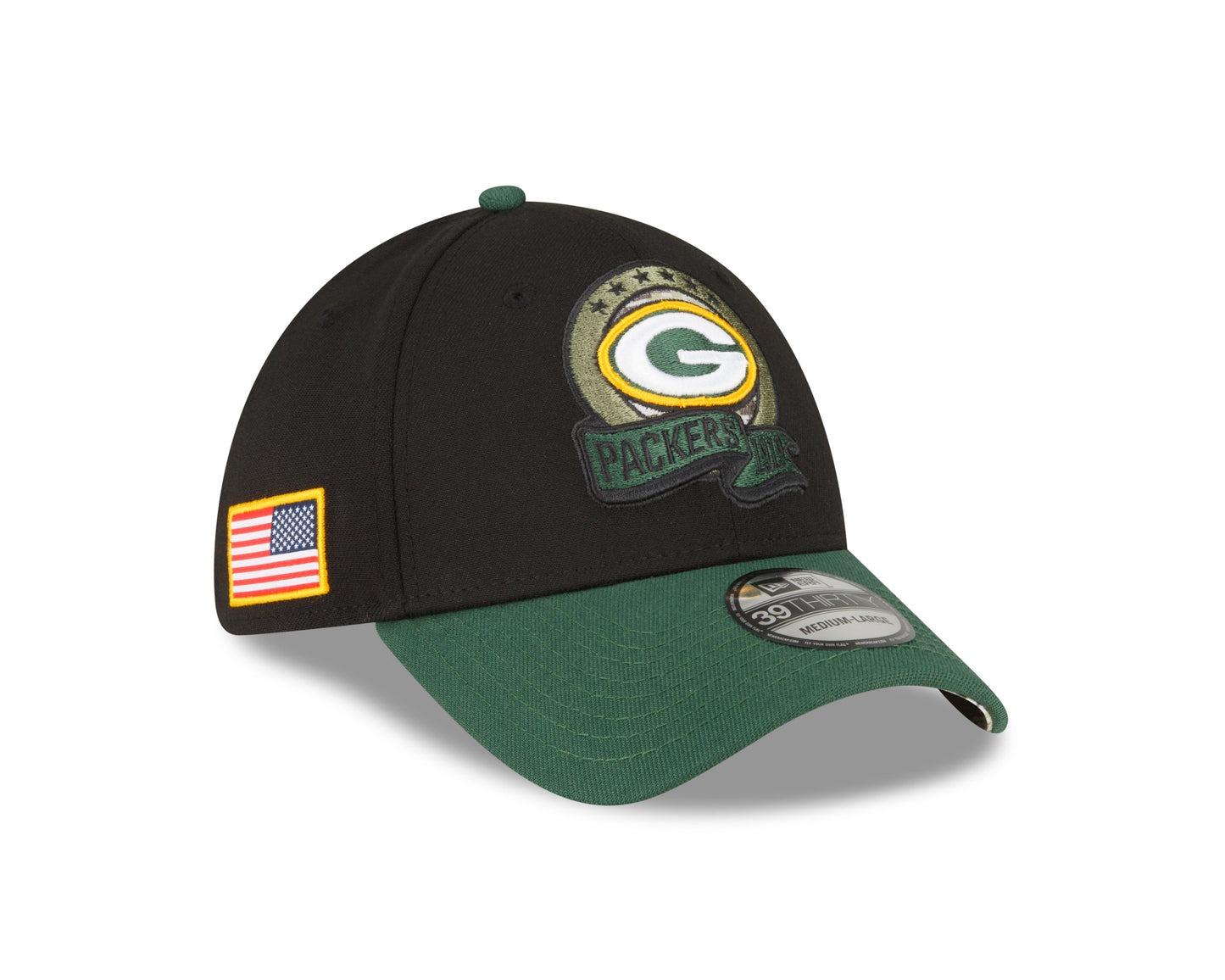 Men's Green Bay Packers New Era Black 2022 Salute to Service 39THIRTY Flex Hat - Pro Jersey Sports