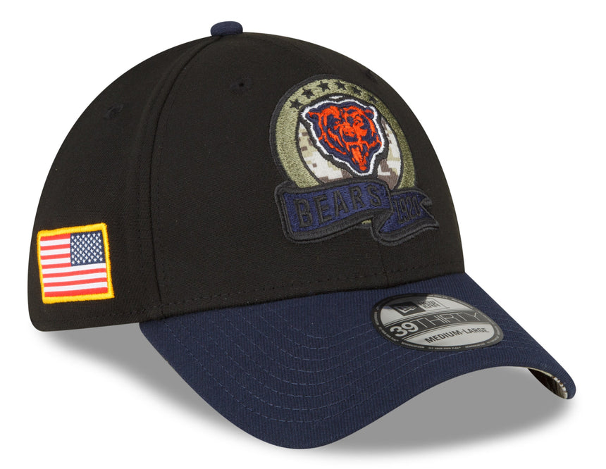 Men's Chicago Bears New Era Black 2022 Salute to Service Historic Logo 39THIRTY Flex Hat - Pro Jersey Sports
