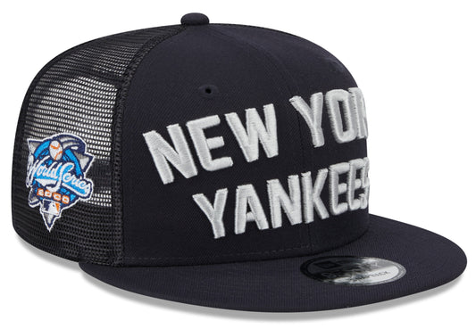New York Yankees New Era Navy Stacked 9FIFTY Mesh Trucker Snapback Hat - Pro Jersey Sports