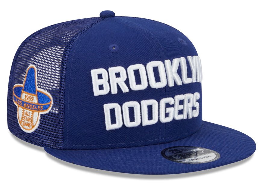 Brooklyn Dodgers New Era Blue Stacked 9FIFTY Mesh Trucker Snapback Hat - Pro Jersey Sports