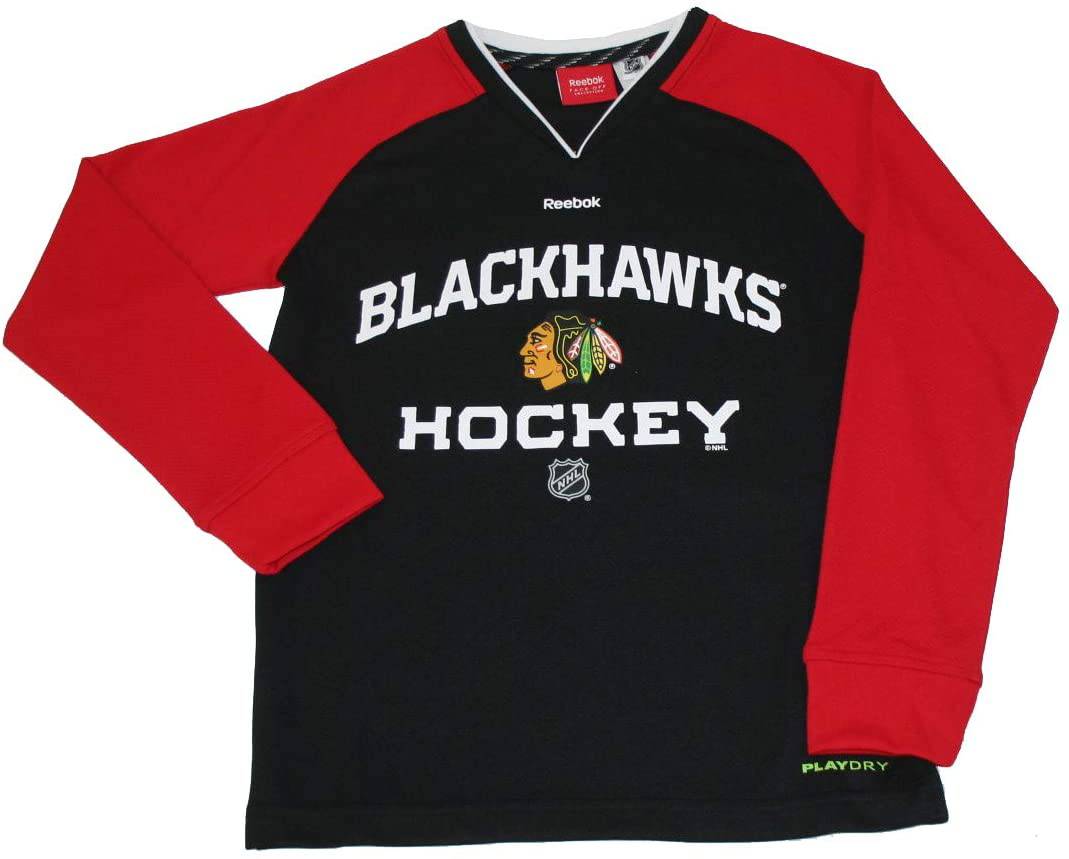 Chicago Blackhawks NHL Youth Black Reebok PlayDry Long Sleeve Shirt - Pro Jersey Sports