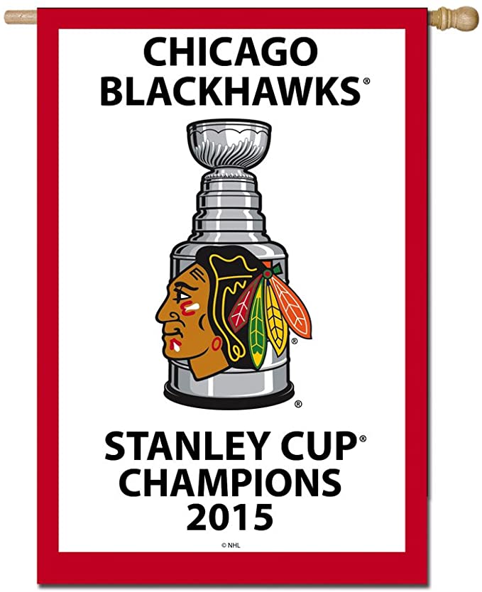 Team Sports America Applique Chicago Blackhawks 2015 Champions House Flag, 28 x 44 inches - Pro Jersey Sports
