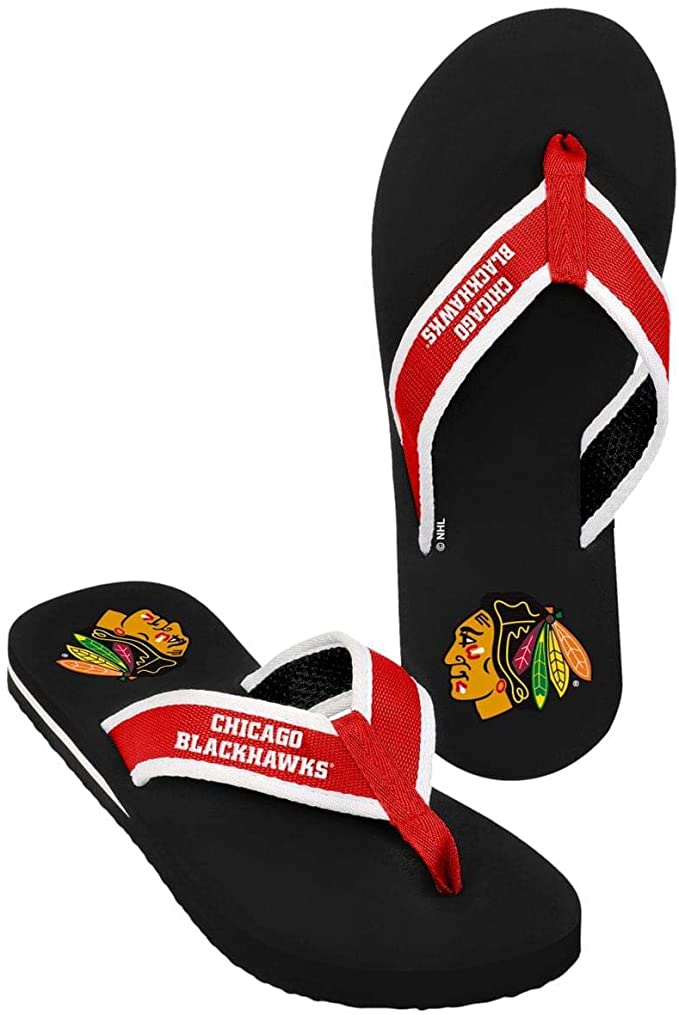 Chicago Blackhawks Men's Team Color Contour Flip Flop - Pro Jersey Sports