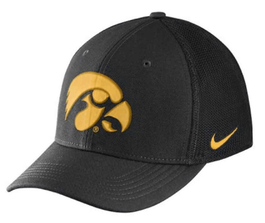 Iowa Hawkeyes Black Performance L91 Mesh Back Swoosh Flex Hat - Pro Jersey Sports