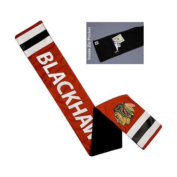 Chicago Blackhawks Red Jersey Scarf With Zip Pocket - Pro Jersey Sports