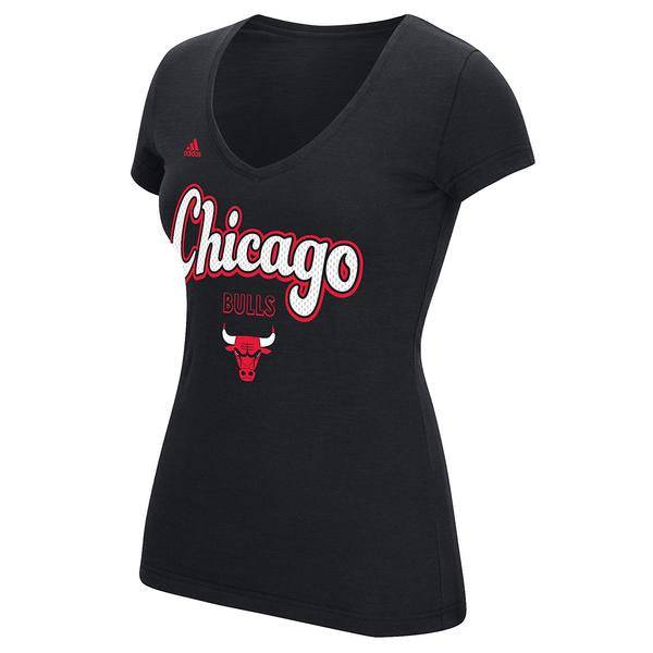 Womens Chicago Bulls Mesh Arch Outline V Neck Tee - Pro Jersey Sports