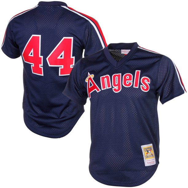 Men's Reggie Jackson California Angels Mitchell & Ness Cooperstown Collection Mesh Batting Practice Button-Up Jersey - Navy - Pro Jersey Sports