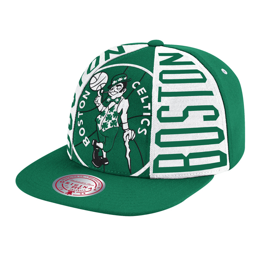 Boston Celtics Hardwood Classics Green Big Face Callout Mitchell & Ness Snapback Hat - Pro Jersey Sports
