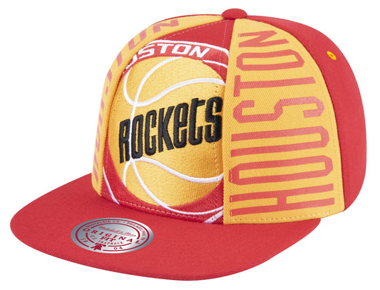Houston Rockets Hardwood Classics Red Big Face Callout Mitchell & Ness Snapback Hat - Pro Jersey Sports