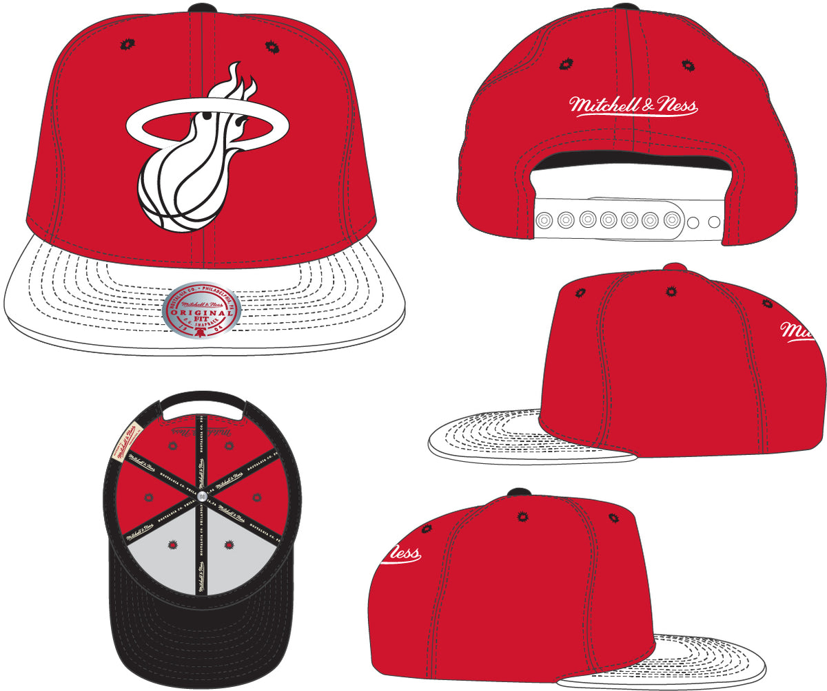 Men's Miami Heat NBA 2 Tone Cardinal Red/White Mitchell & Ness Snapback Hat - Pro Jersey Sports