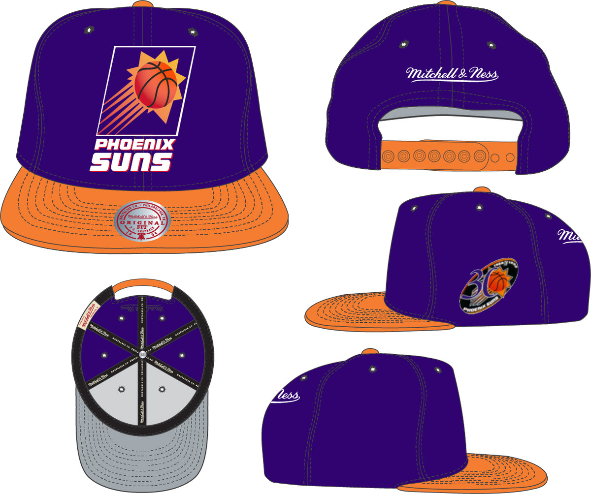 Men's Phoenix Suns Mitchell & Ness Purple/Orange NBA Patches 2 Tone Snapback Adjustable Hat - Pro Jersey Sports