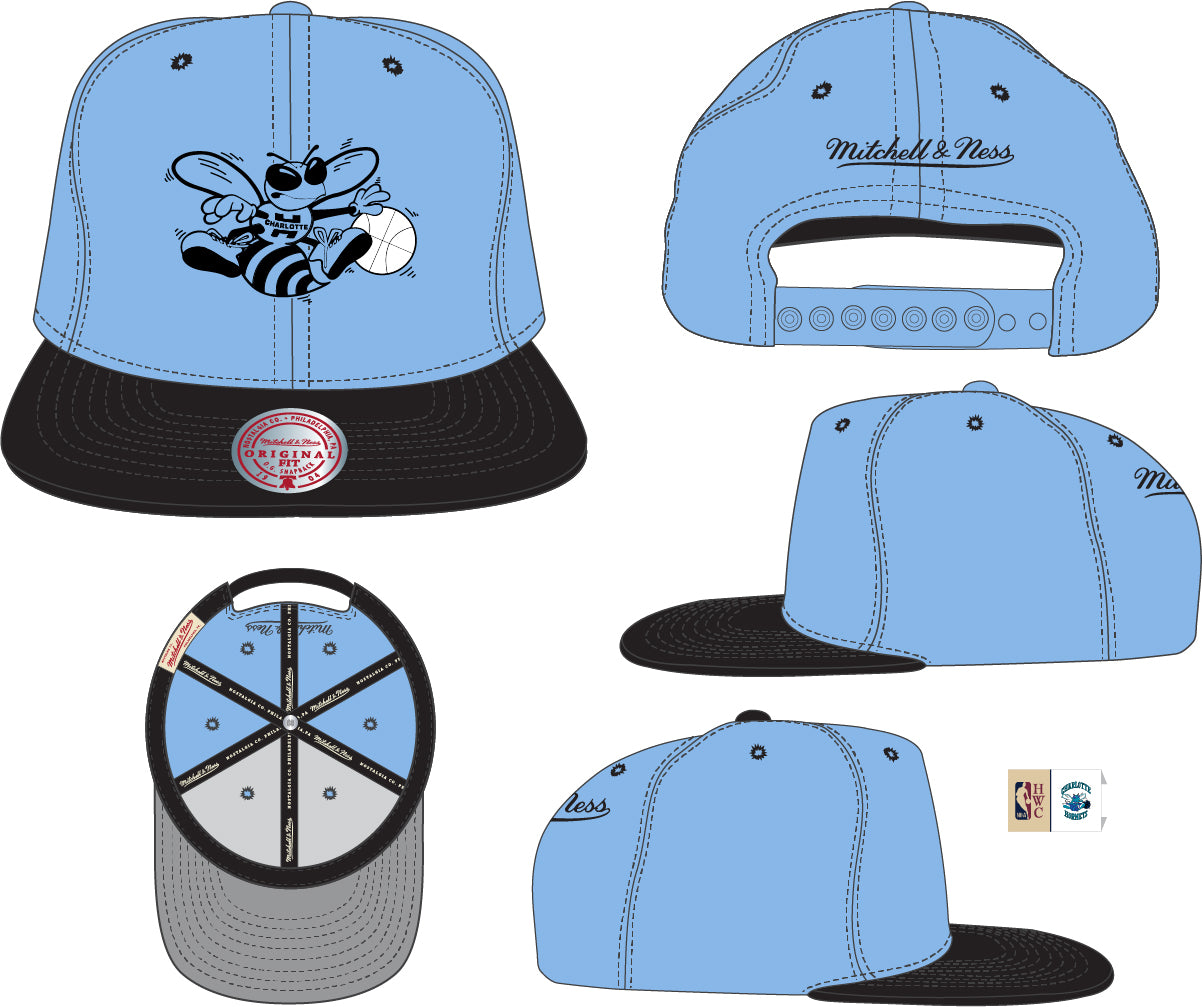 Men's Charlotte Hornets Mitchell & Ness NBA University Away 2 Tone HWC Snapback Hat - Pro Jersey Sports