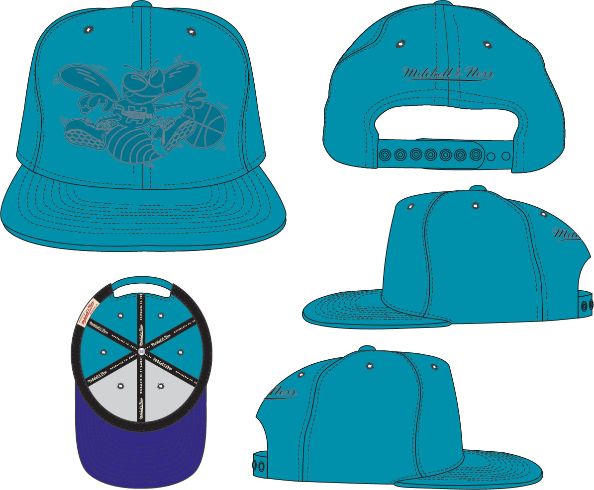Charlotte Hornets Mitchell & Ness Tonal Eclipse Snapback Hat- Teal - Pro Jersey Sports