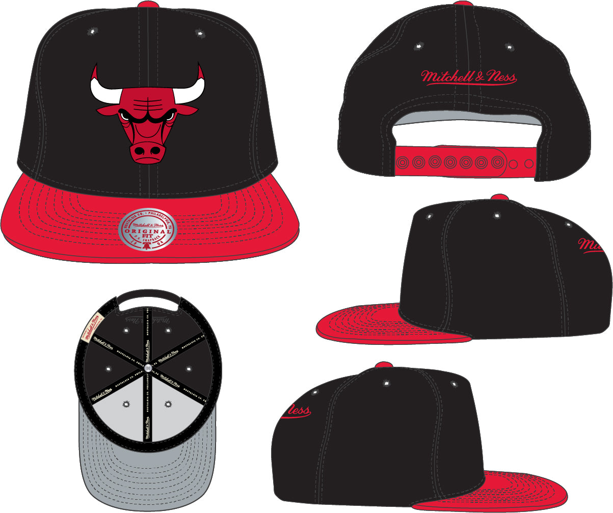 Men's Mitchell & Ness Chicago Bulls Core Black/Red Adjustable Snapback Hat - Pro Jersey Sports