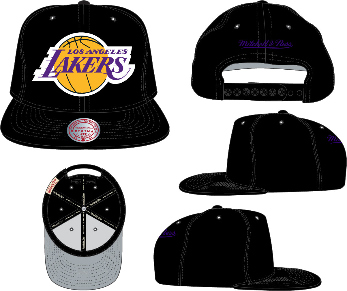 Men's Mitchell & Ness Los Angeles Lakers Black Adjustable Snapback Hat - Pro Jersey Sports