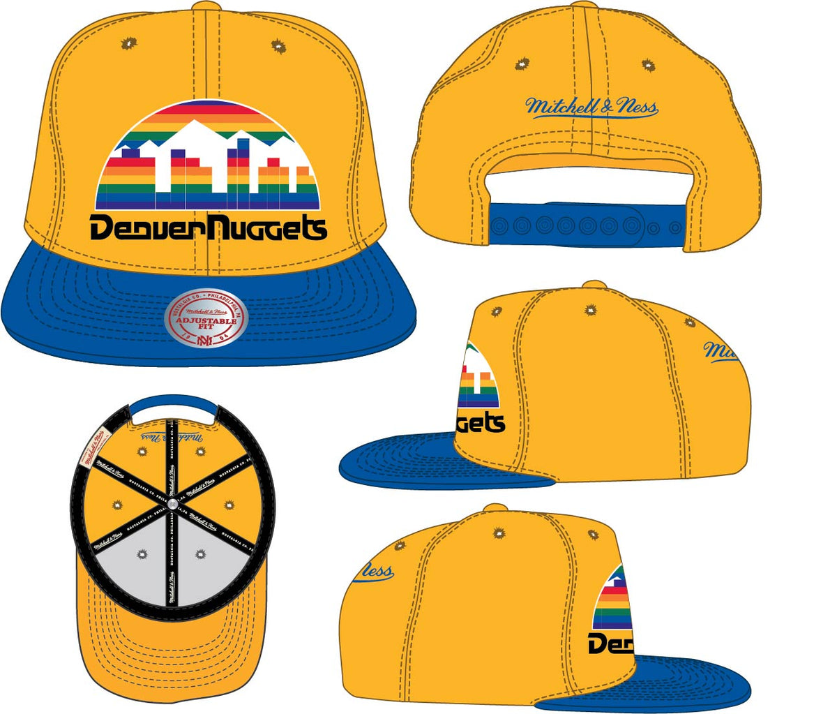 Men's Denver Nuggets NBA Core Basic Gold/Royal HWC Mitchell & Ness Snapback Hat - Pro Jersey Sports