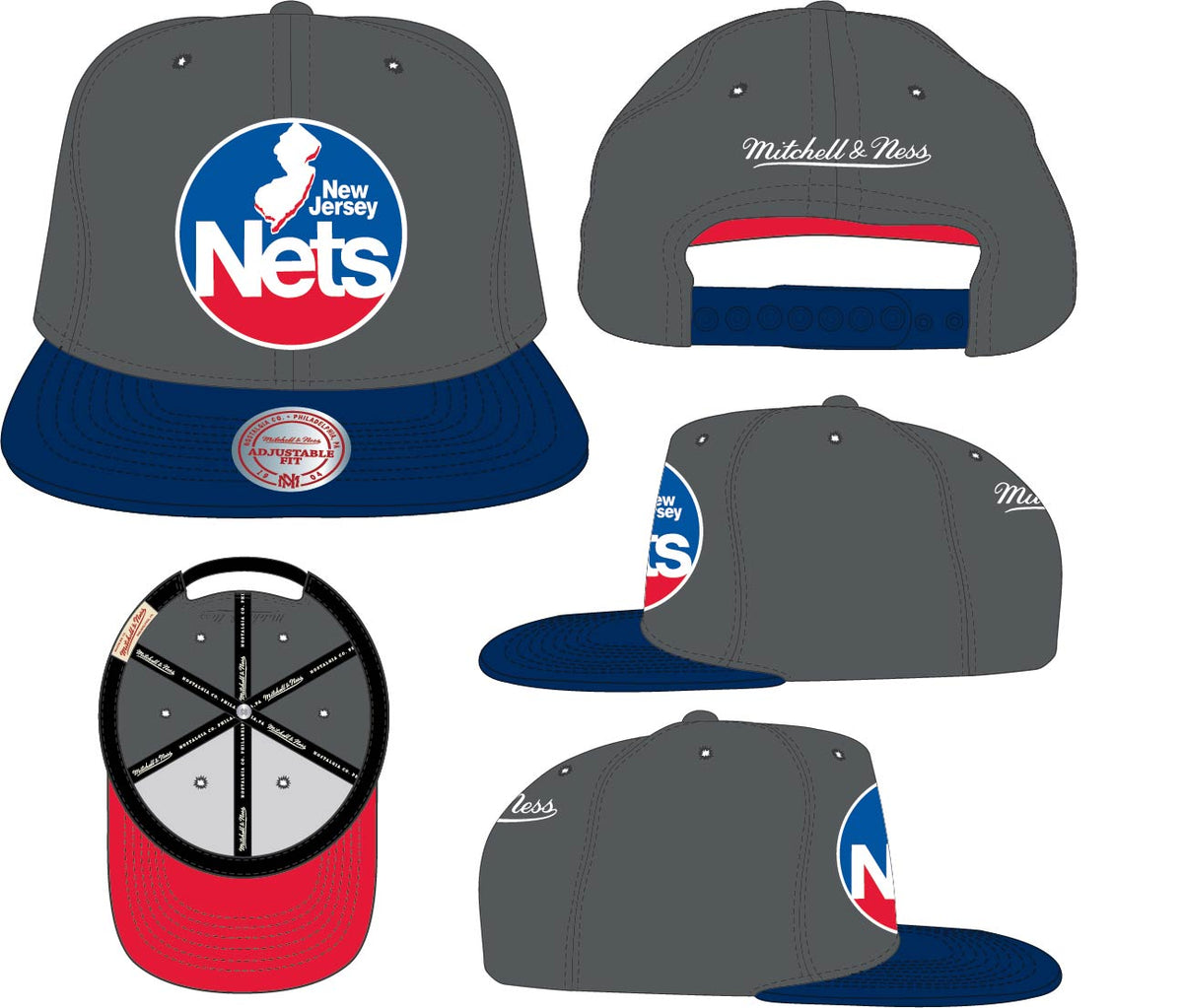 Men's New Jersey Nets Basic Core HWC 2 Tone Gray/Royal Mitchell & Ness Snapback Hat - Pro Jersey Sports