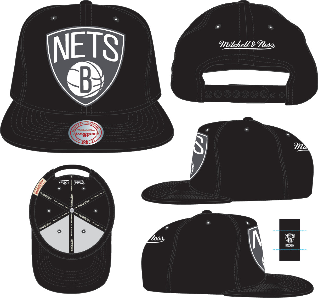 Men's Brooklyn Nets NBA XL BWG Mitchell & Ness Snapback Hat - Pro Jersey Sports