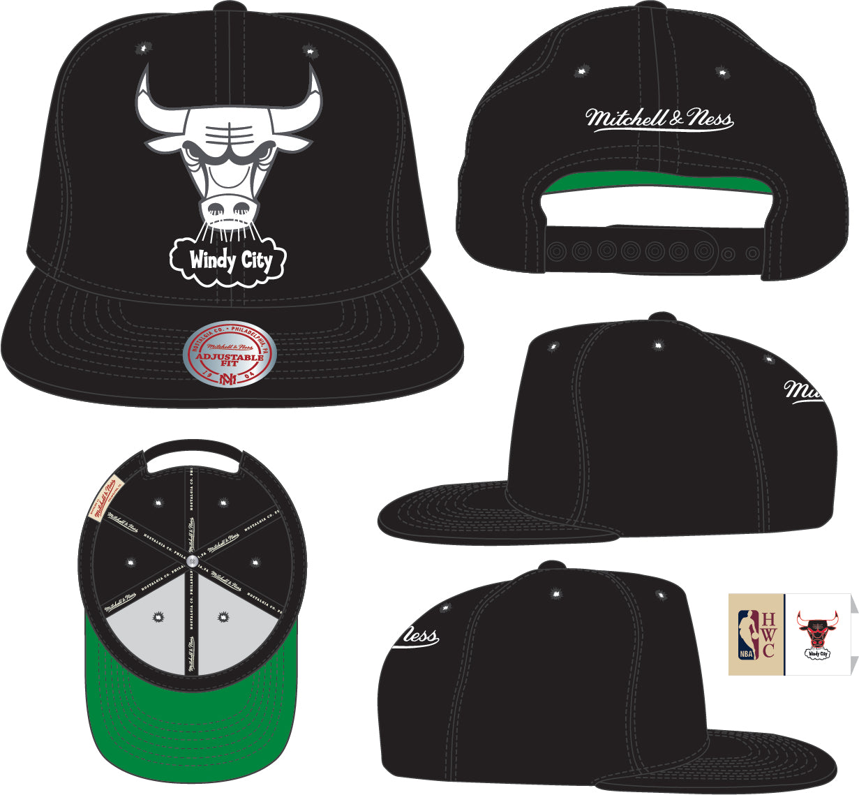 Men's Chicago Bulls Mitchell & Ness Hardwood Classics NBA XL BWG Adjustable Snapback Hat