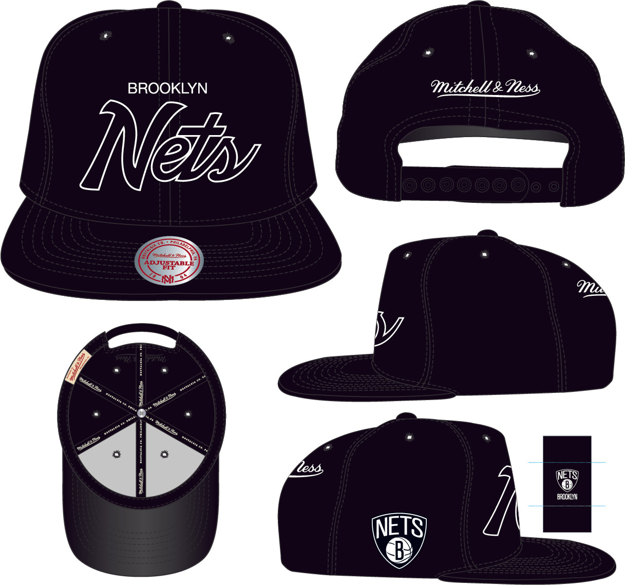Men's Brooklyn Nets Black NBA Sports Specialty Snapback Adjustable Hat - Pro Jersey Sports