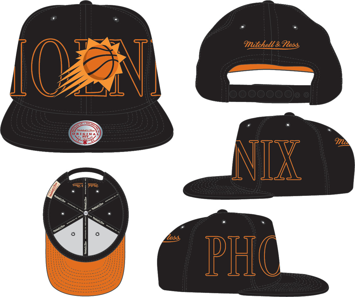 Men's Mitchell & Ness Black Phoenix Suns Winner Circle Snapback Hat - Pro Jersey Sports