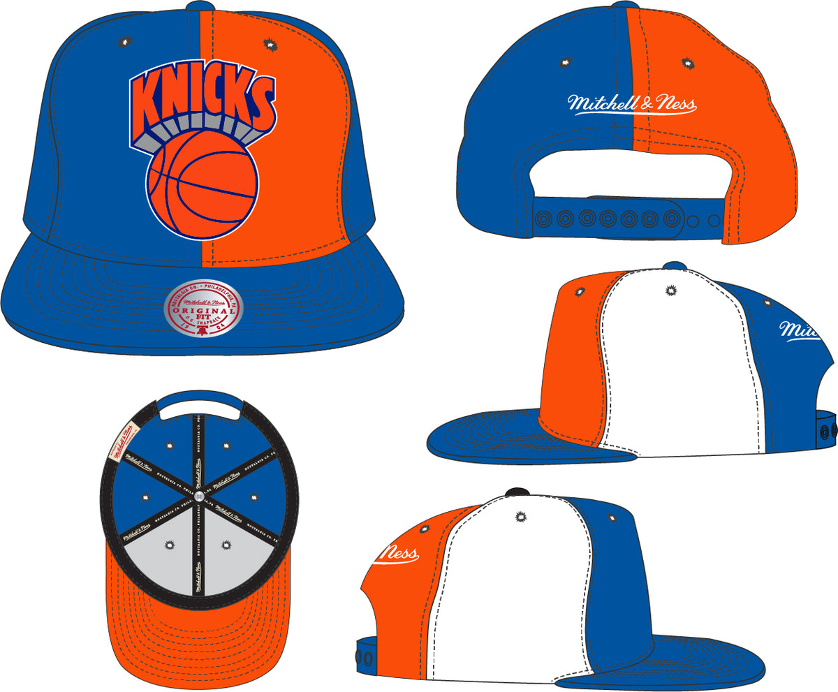 Men's New York Knicks Mitchell & Ness NBA Pinwheel Snapback Hat - Pro Jersey Sports