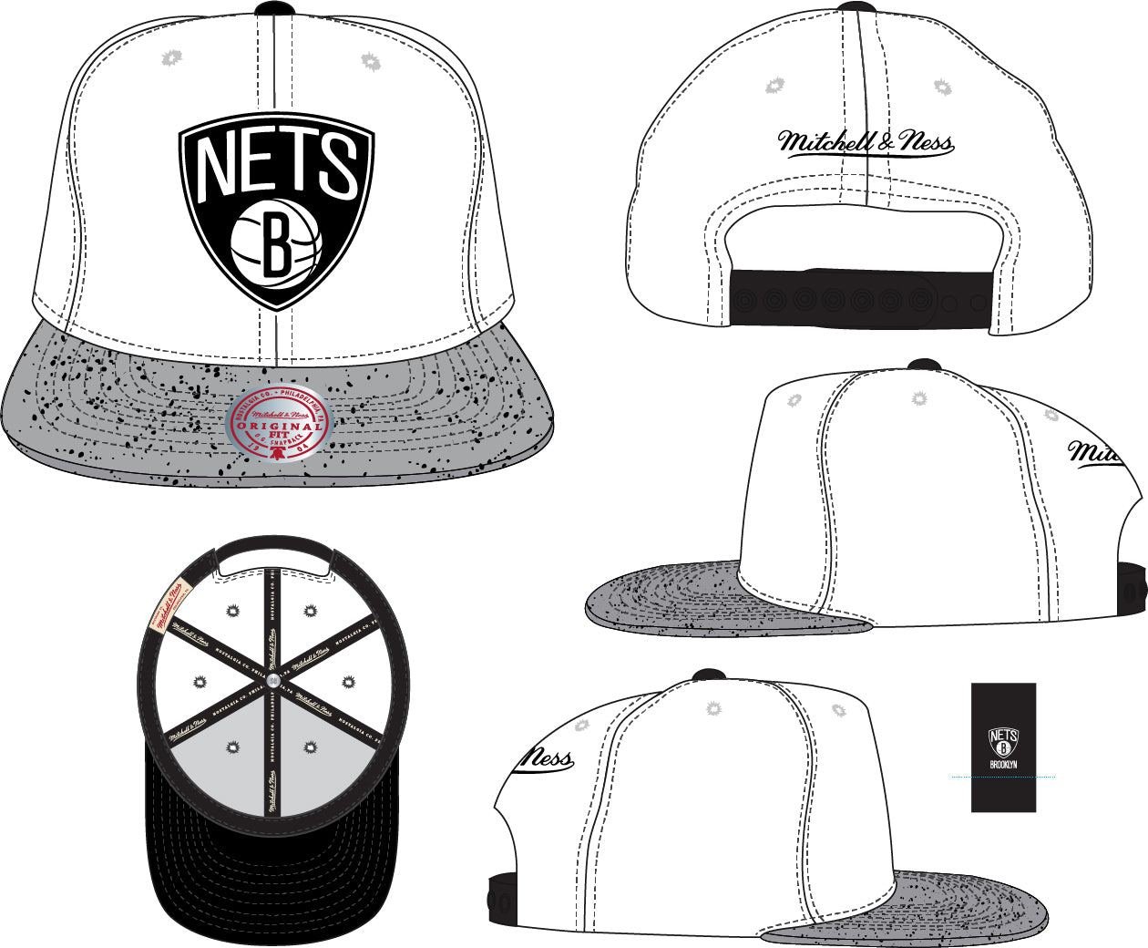 Men's Brooklyn Nets NBA Cement Top Mitchell & Ness Snapback Hat - Pro Jersey Sports