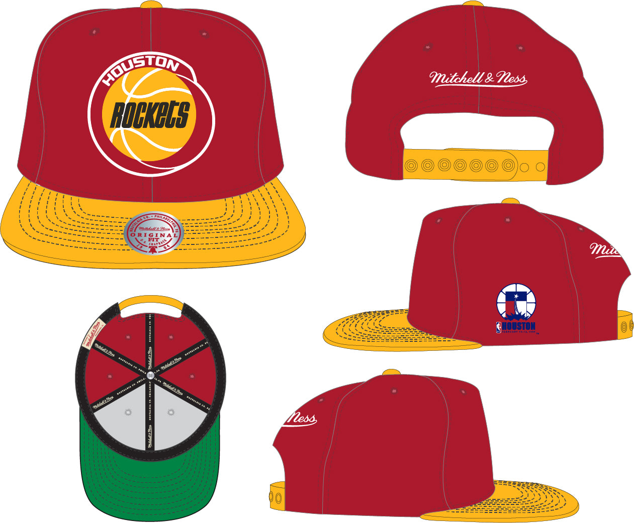 Men's Houston Rockets NBA All Star Color HWC Mitchell & Ness Snapback Hat - Pro Jersey Sports