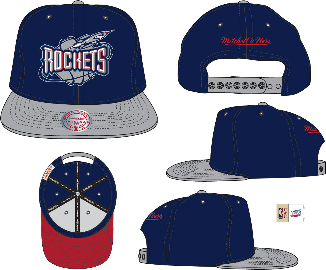 Houston Rockets Mitchell & Ness Hardwood Classics Reload 2.0 Snapback Hat - Navy/Gray - Pro Jersey Sports