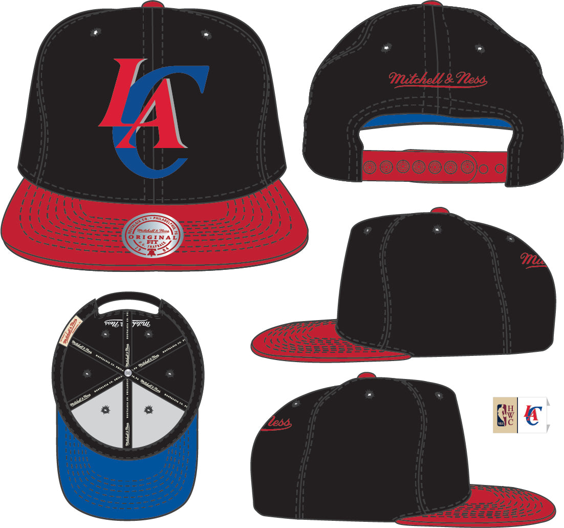 Los Angeles Clippers Mitchell & Ness Hardwood Classics Reload 2.0 Snapback Hat - Black/Red - Pro Jersey Sports