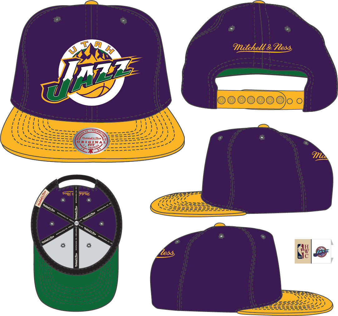 Men's Utah Jazz Mitchell & Ness Purple/Gold Hardwood Classics Reload 2.0 Snapback Adjustable Hat - Pro Jersey Sports