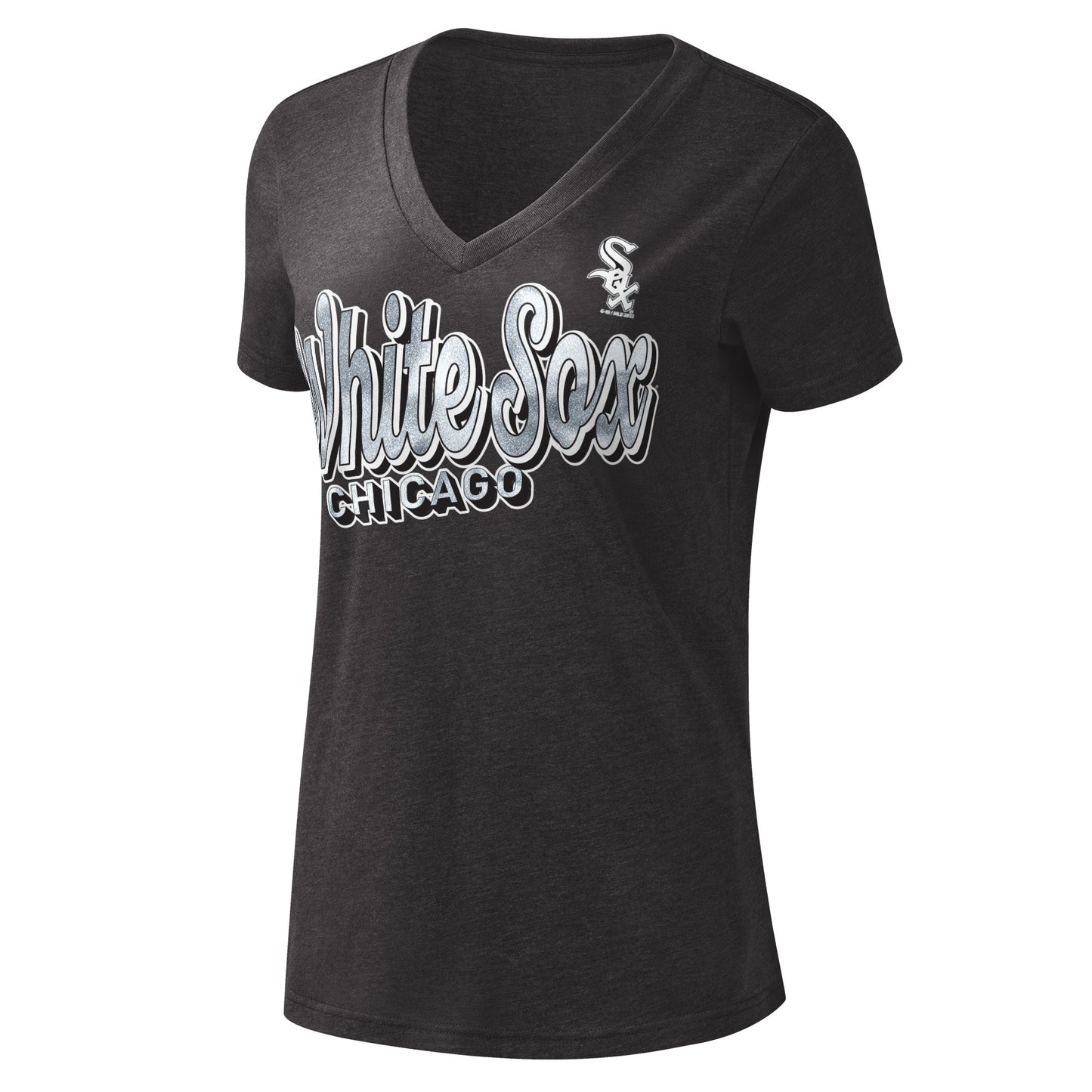 Women's Chicago White Sox Heathered Black G-III Script Tee - Pro Jersey Sports