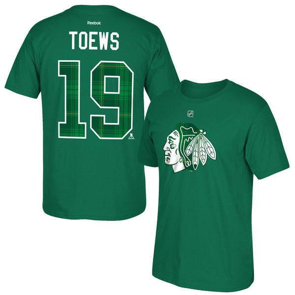 Men's Chicago Blackhawks Jonathan Toews Tartan Green St. Patricks's Name & Number T-Shirt - Pro Jersey Sports