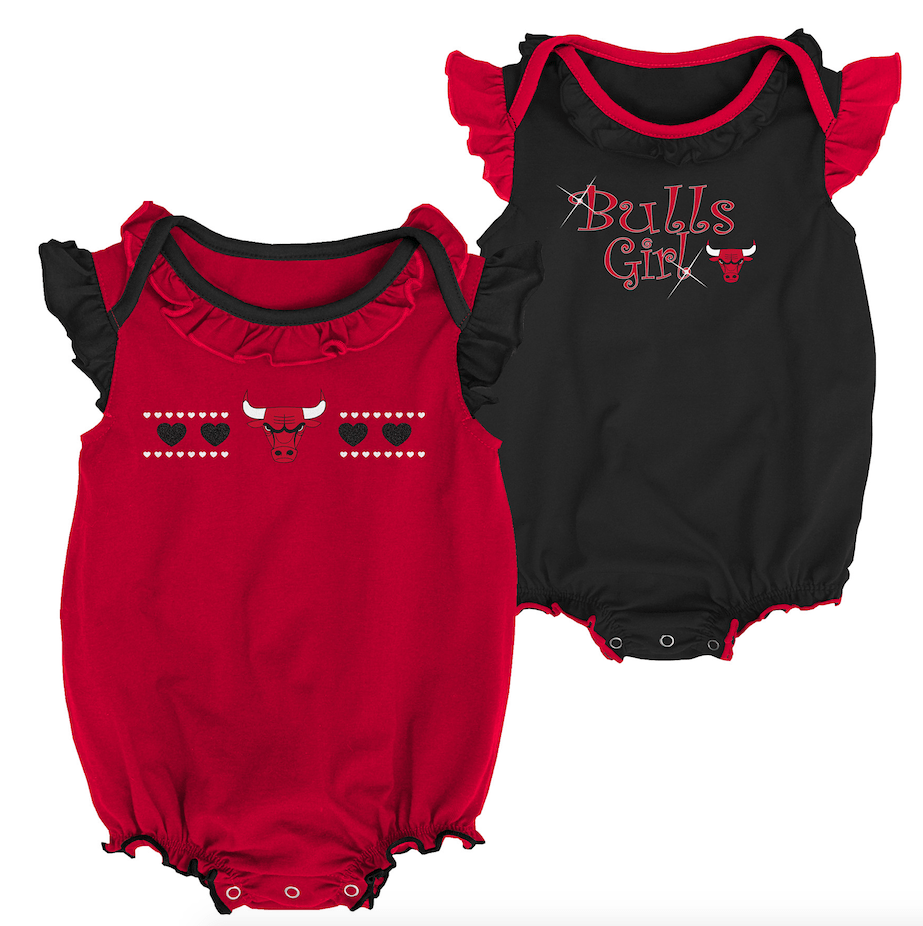 Newborn/Infant Girls Chicago Bulls Homecoming Short Sleeve Creeper 2-Pack - Pro Jersey Sports