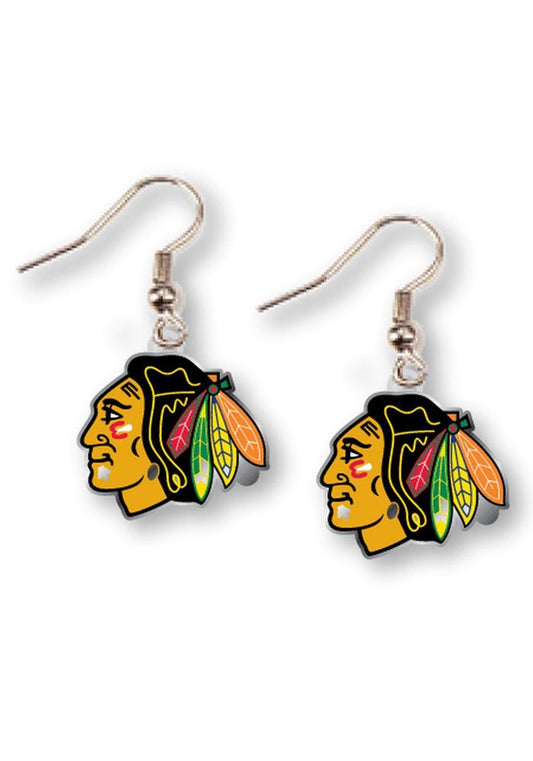 Chicago Blackhawks Logo Dangler Womens Earrings - Pro Jersey Sports
