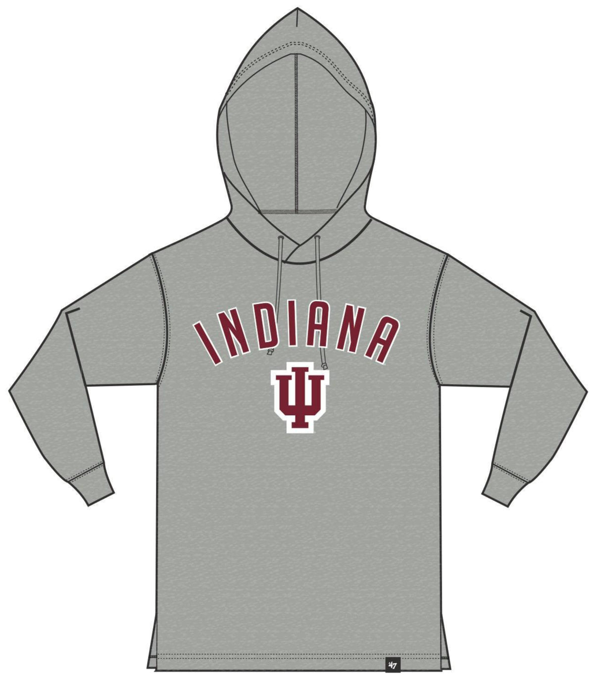 Mens Indiana Hoosiers '47 NCAA Focus Club Hood Long Sleeve T-Shirt - Pro Jersey Sports