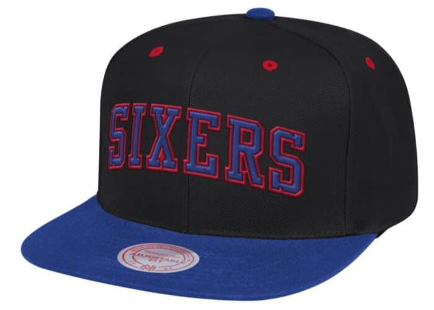 Philadelphia 76ers Mitchell & Ness Hardwood Classics Reload 2.0 Snapback Hat - Black/Blue - Pro Jersey Sports