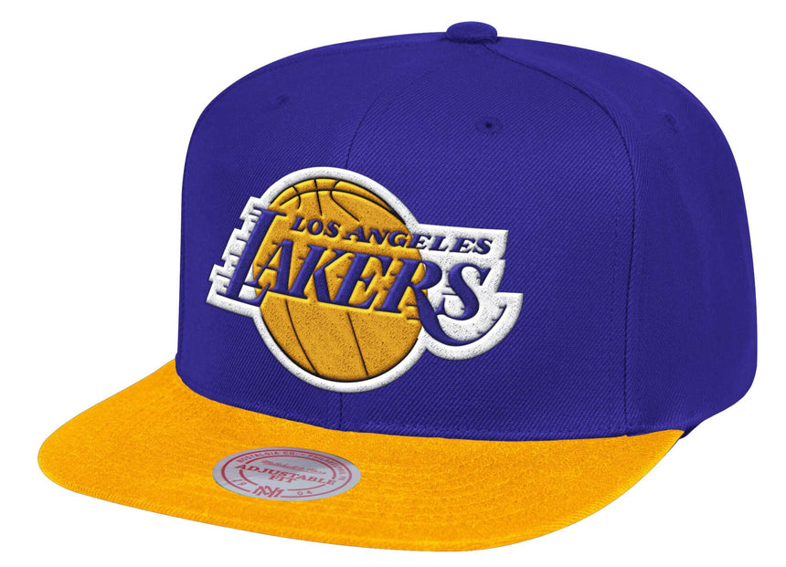 Mens NBA Los Angeles Lakers Purple/Gold Wool 2 Tone Snapback Hat By Mitchell And Ness - Pro Jersey Sports