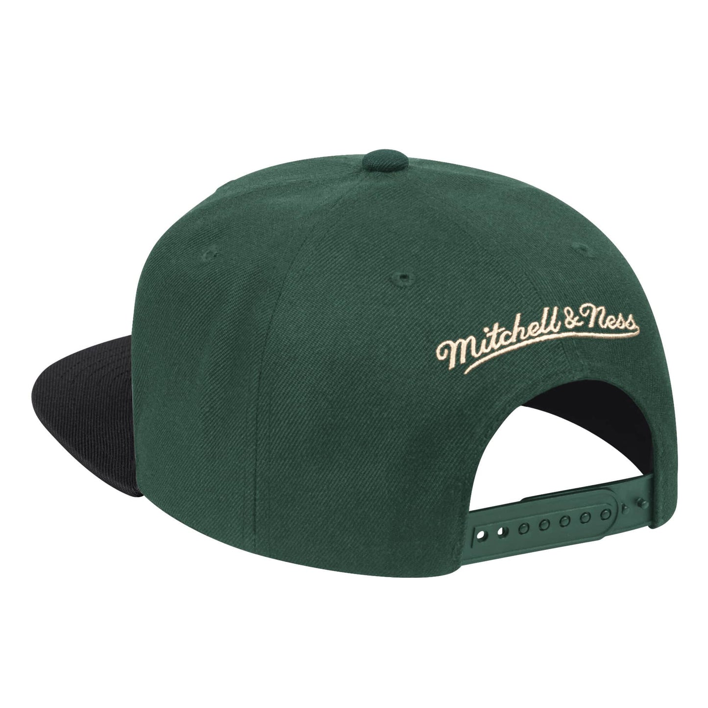 Men's Milwaukee Bucks Mitchell & Ness Hunter Green/Black Two-Tone Wool Snapback Hat