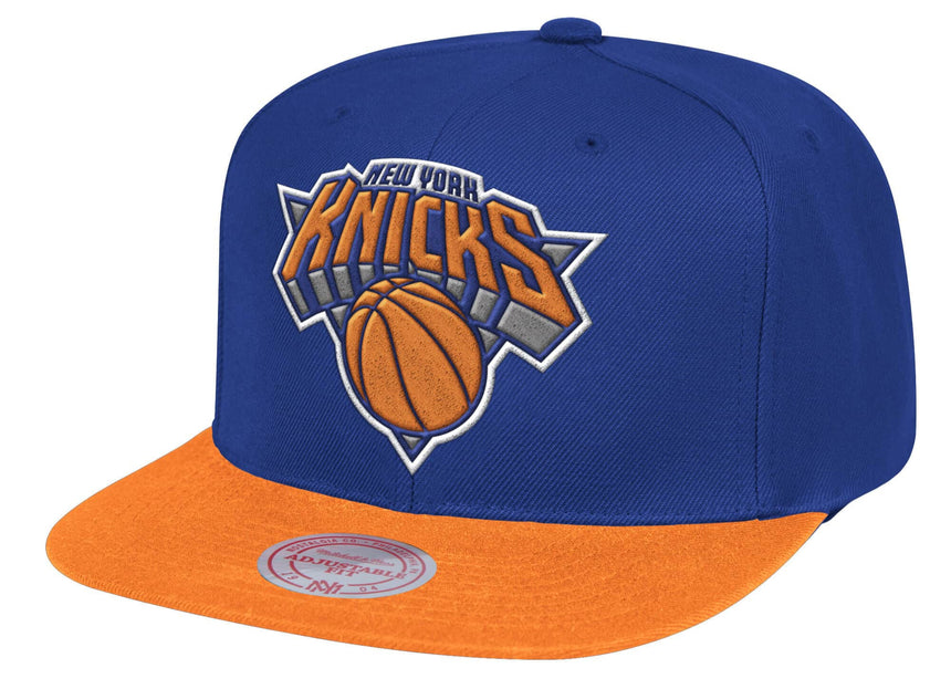 Mens NBA New York Knicks Blue/Orange 2 Tone Snapback Hat By Mitchell And Ness - Pro Jersey Sports