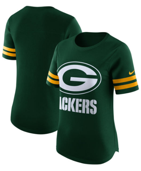 Women's Green Bay Packers Nike Green Gear Up Modern Fan Performance T-Shirt - Pro Jersey Sports