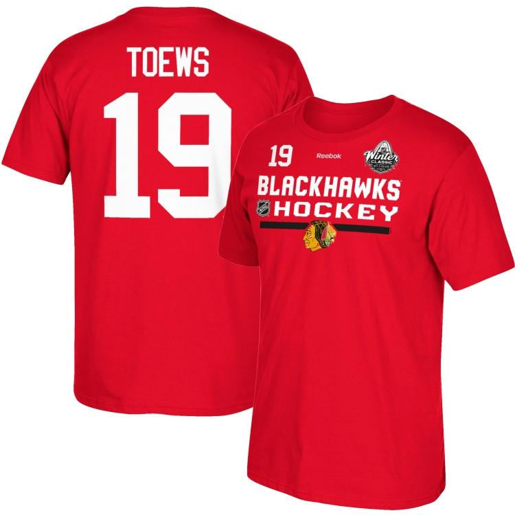Men's Chicago Blackhawks 2017 NHL Winter Classic Chicago Blackhawks Jonathan Toews #19 Locker Room Red Player T-Shirt - Pro Jersey Sports