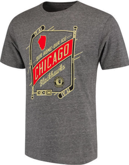 Men's NHL Chicago Blackhawks Gray Our Our Home Ice Short Sleeve Tee - Pro Jersey Sports