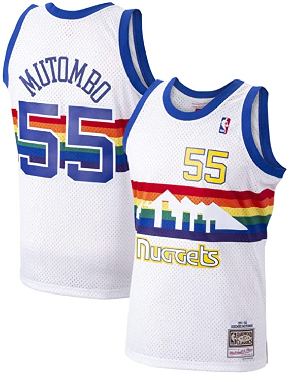 Men's Mitchell & Ness Dikembe Mutombo Denver Nuggets Men's White 1991-92 Swingman Jersey - Pro Jersey Sports