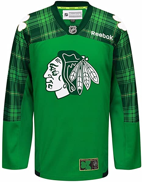 Men's Chicago Blackhawks St. Patrick's Day Reebok Green Tartan Practice Jersey - Pro Jersey Sports