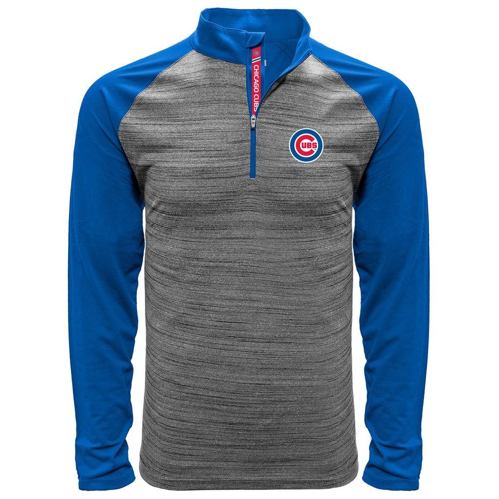 Men's Chicago Cubs Vandal 1/4 Zip Heather Grey/Royal Level Wear Track Jacket - Pro Jersey Sports
